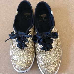 Keds Kate Spade Gold Glitter Shoes Sneakers Sz 8.5